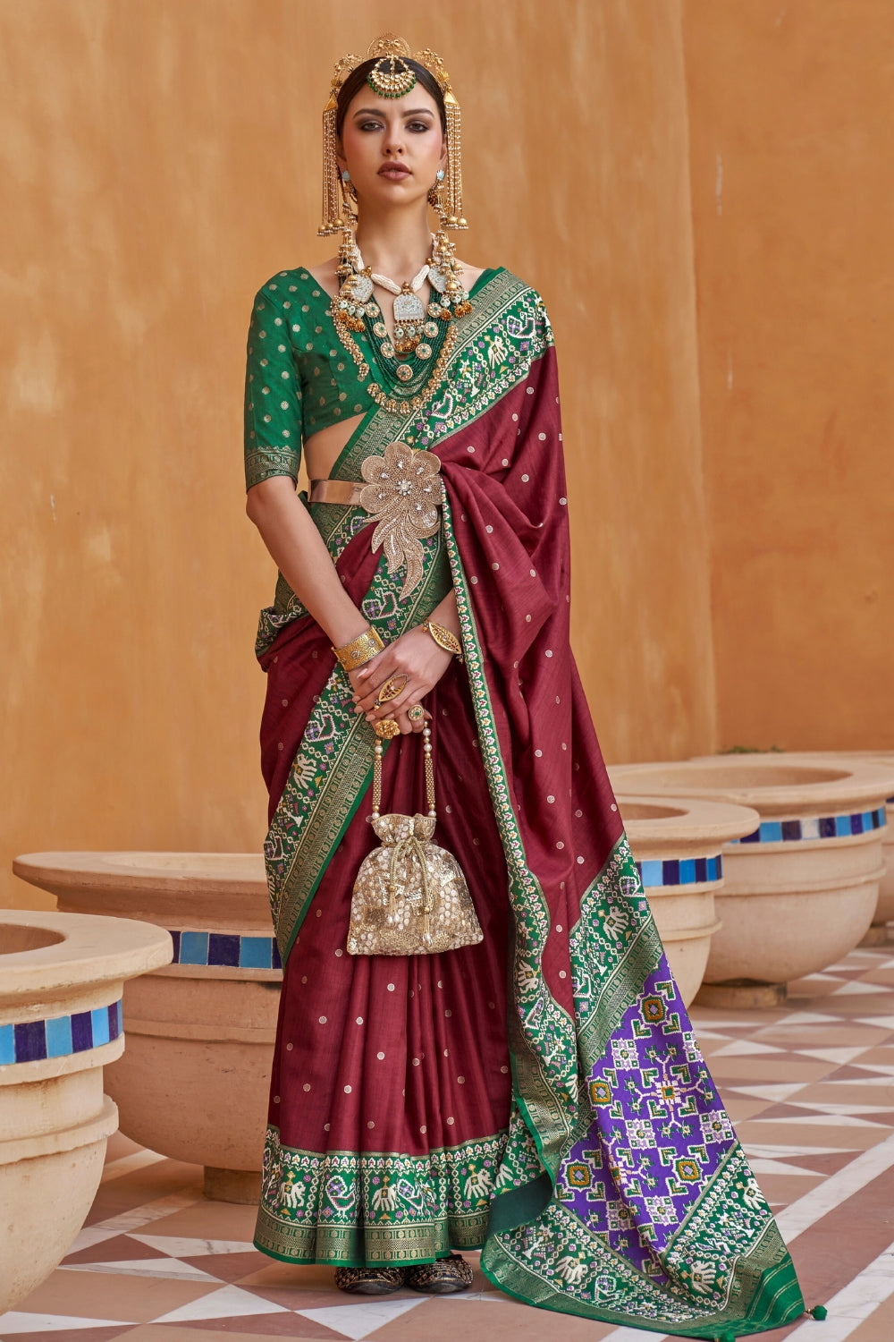 Maroon Pure Patola Saree