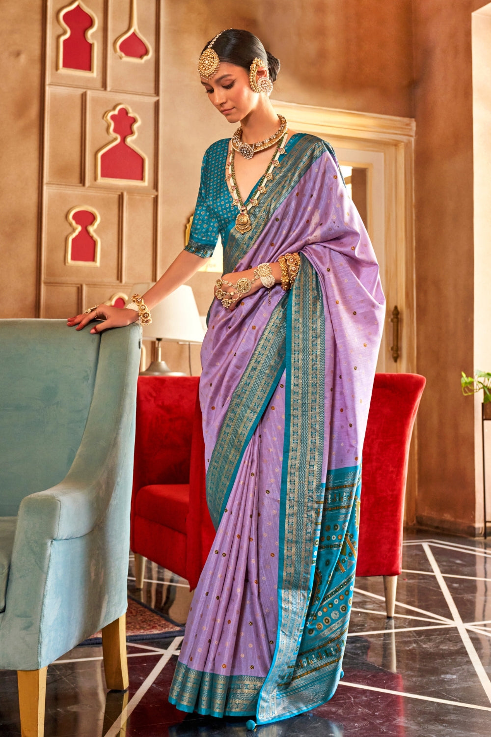 Lavender Pure Patola Saree