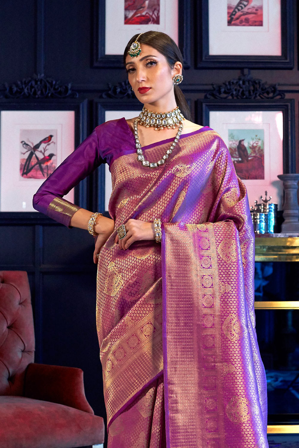 Royal Purple Kanjivaram Saree