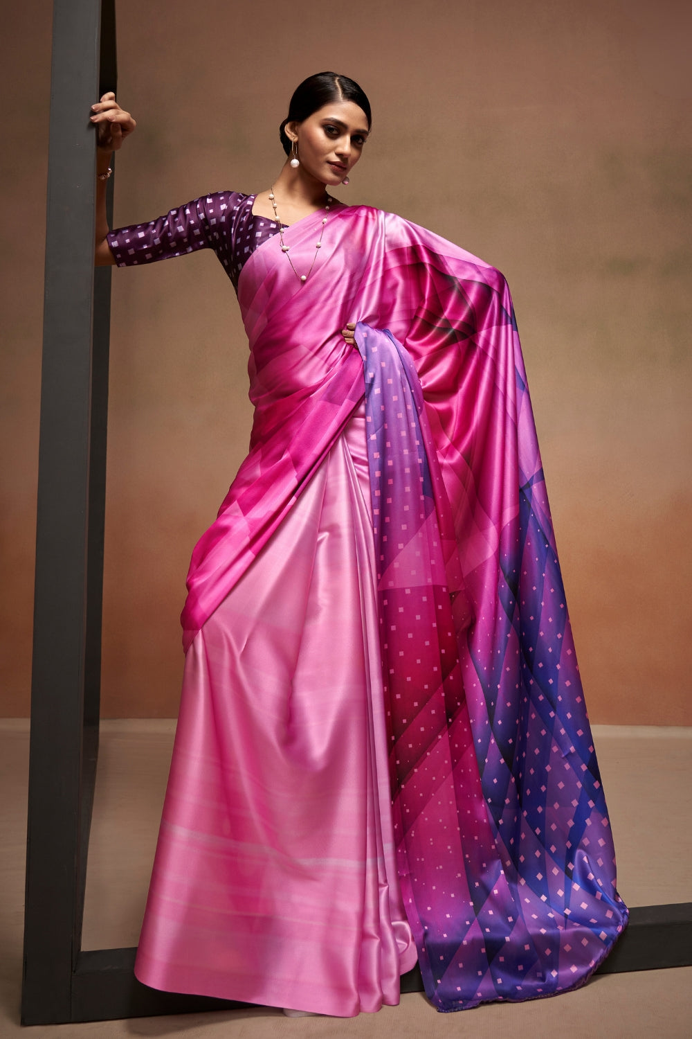 Multi Soft Satin Silk Saree