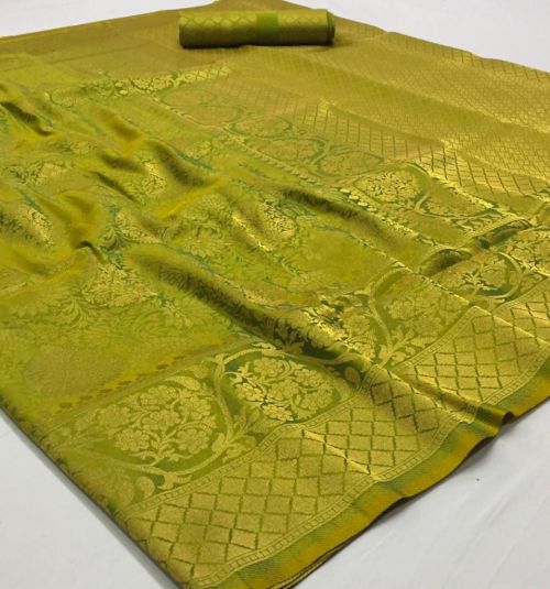 Olive Green Kanjivaram Saree