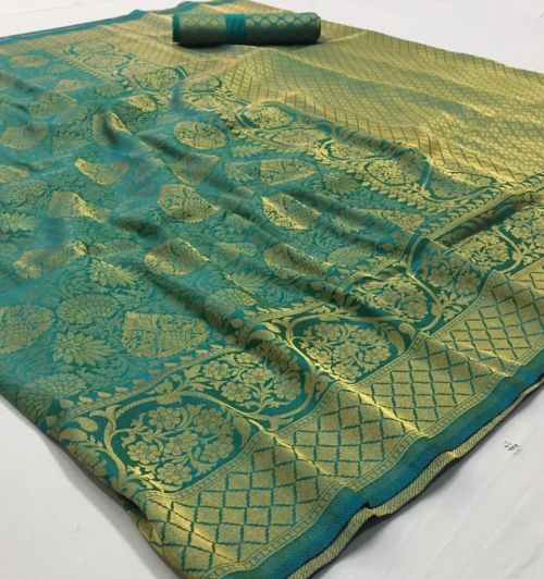 Persian Green Handcrafted Kanjivaram Saree