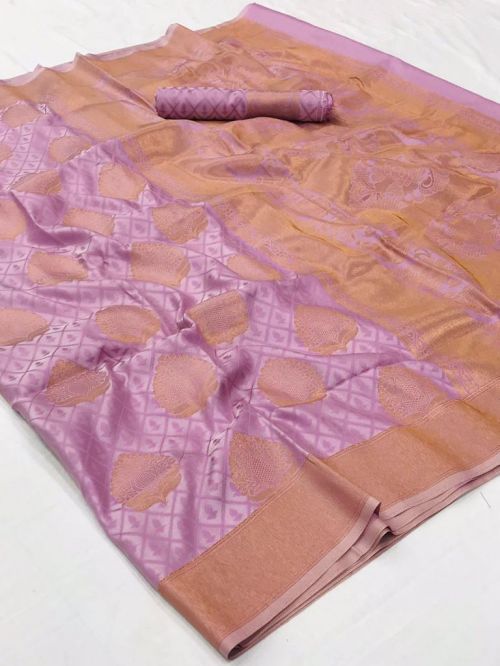 Lilac Purple Banarasi Silk Saree