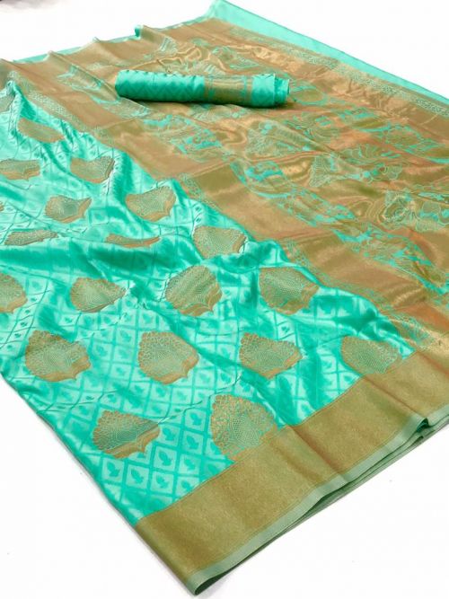 Tiffany Blue Banarasi Silk Saree