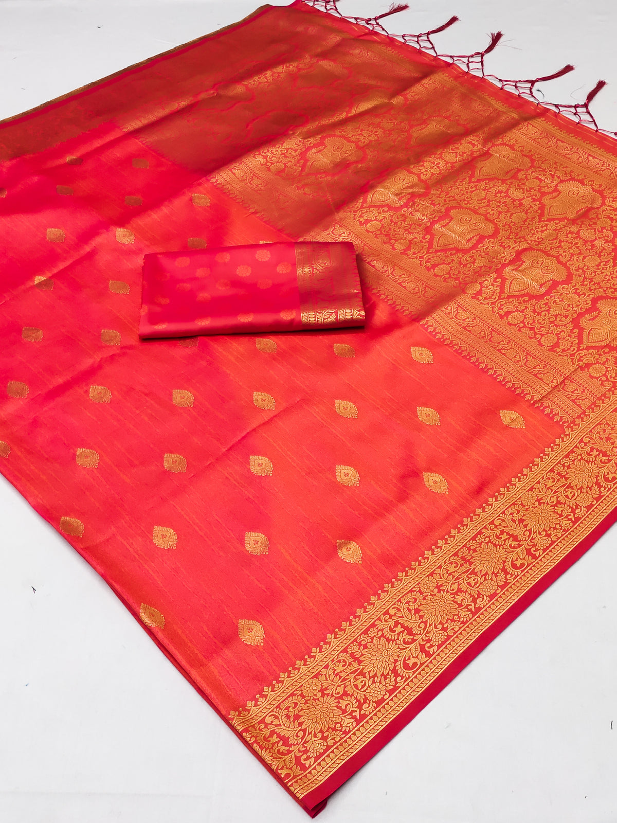 Festival Orange Banarasi Saree