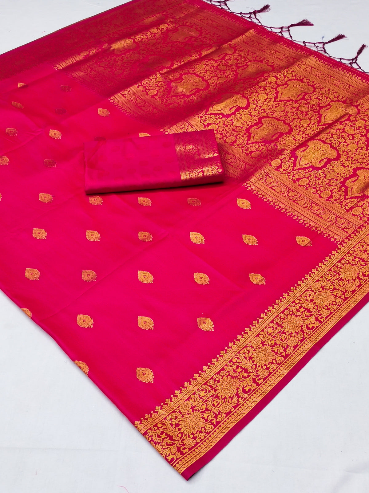 Bold Red Banarasi Saree