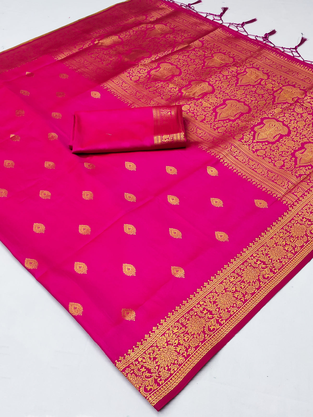 Fuchisia Pink Banarasi Saree