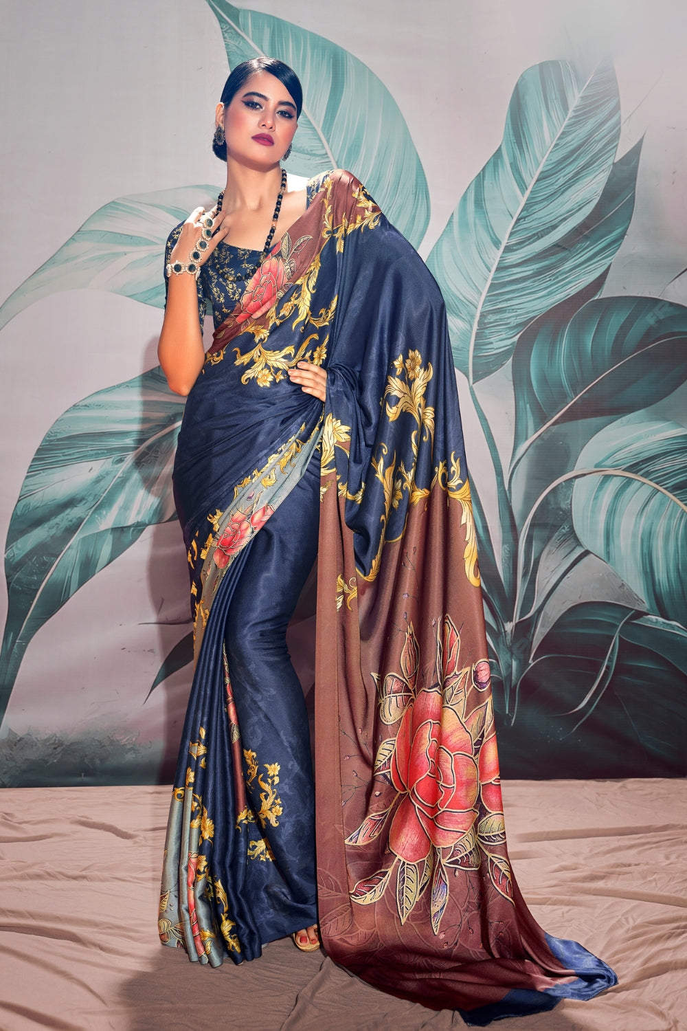 Multi Soft Satin Silk Saree