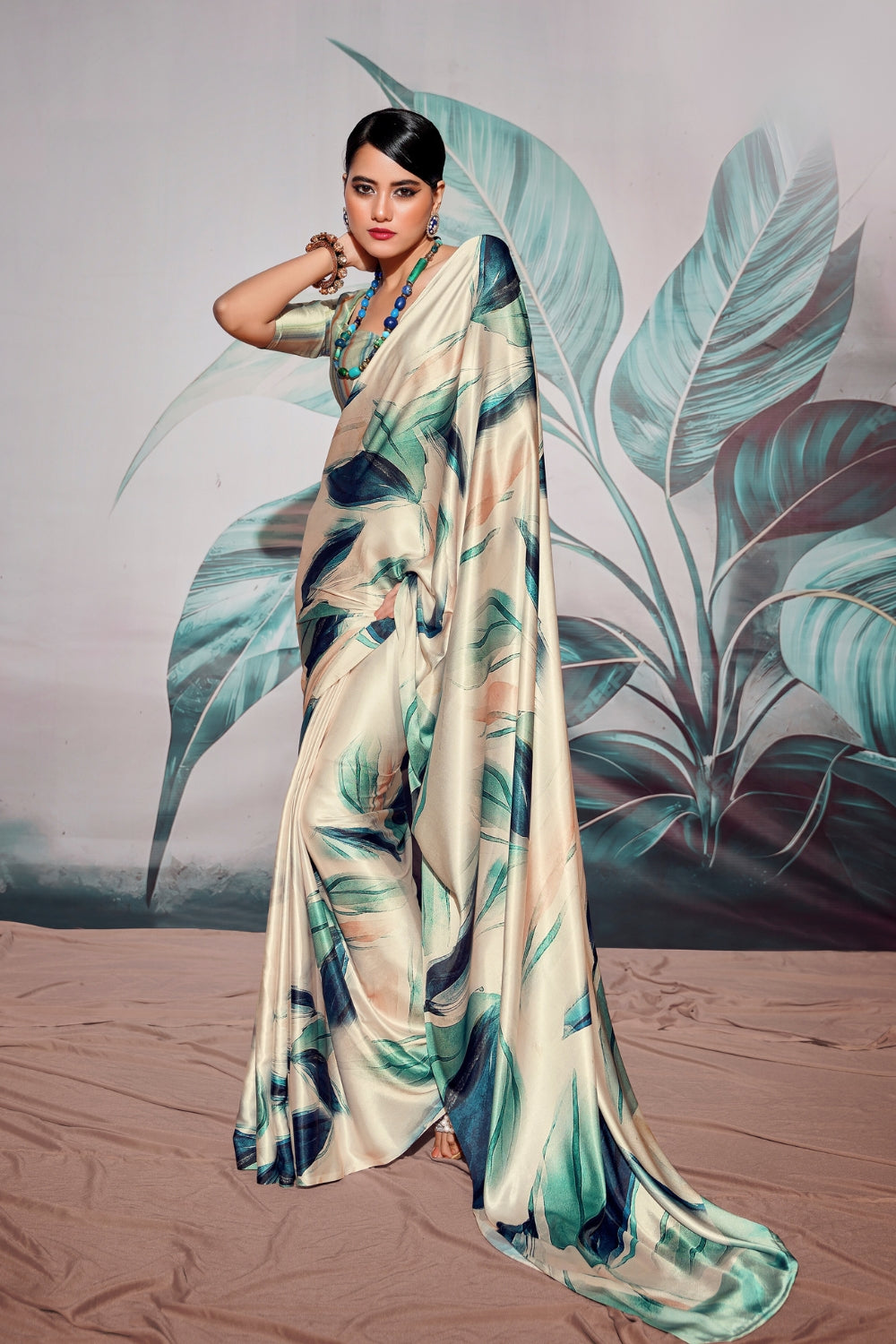 Multi Soft Satin Silk Saree