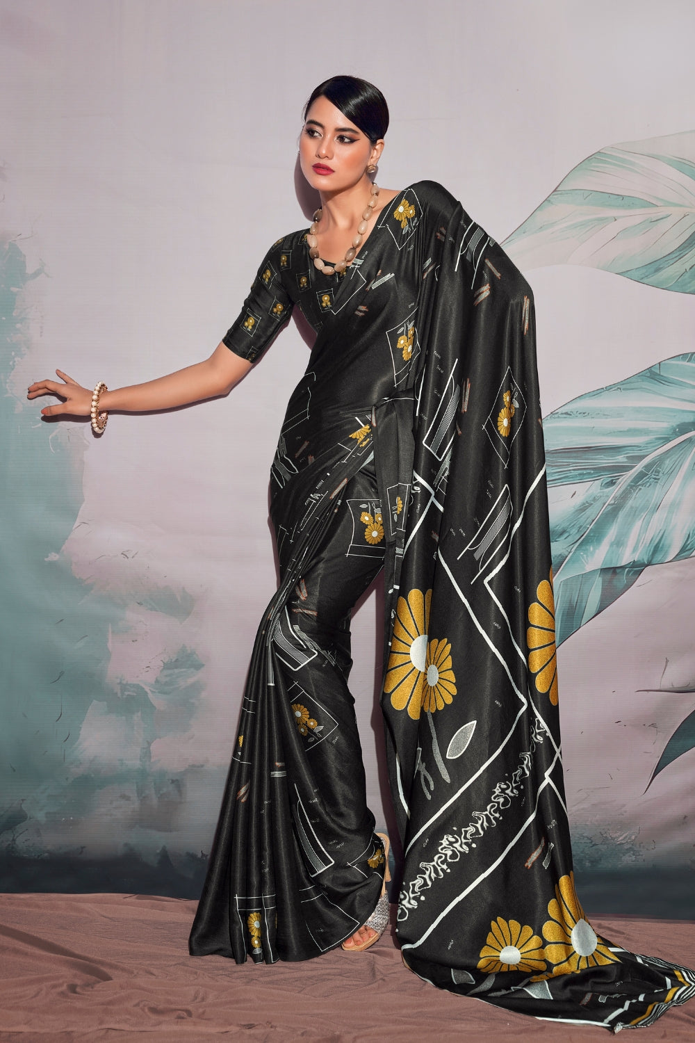 Multi Soft Satin Silk Saree