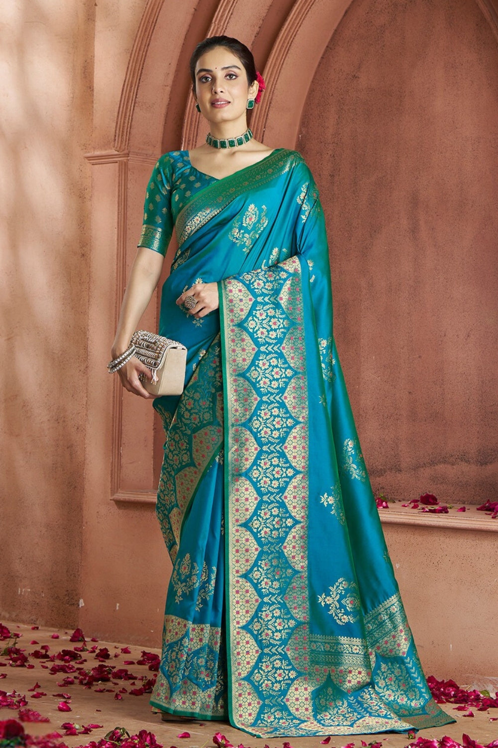 Blue Banarasi Silk Saree