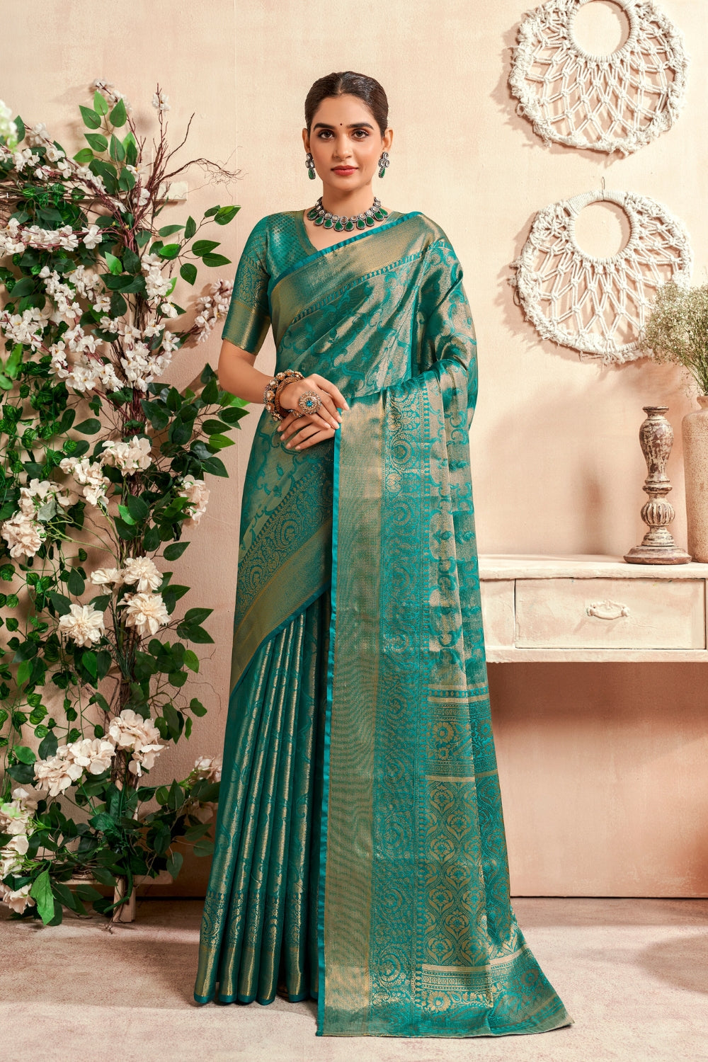 Blue Dharmavaram Weaving Saree