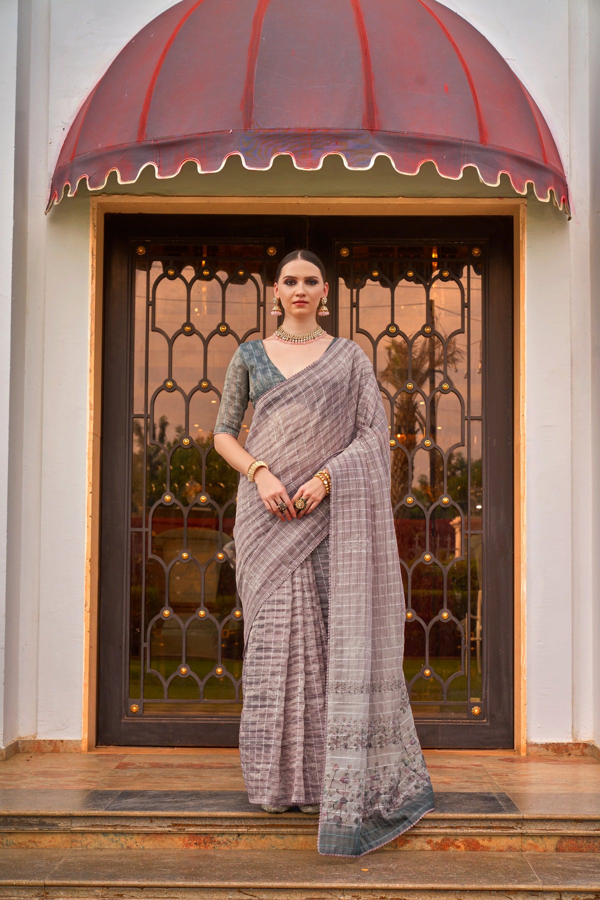 Lavender Pure Tissue Silk Saree