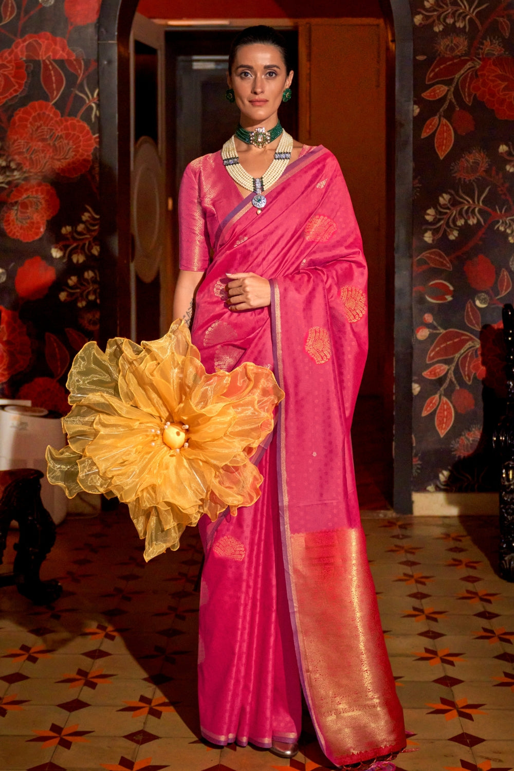 Pink Silk Saree