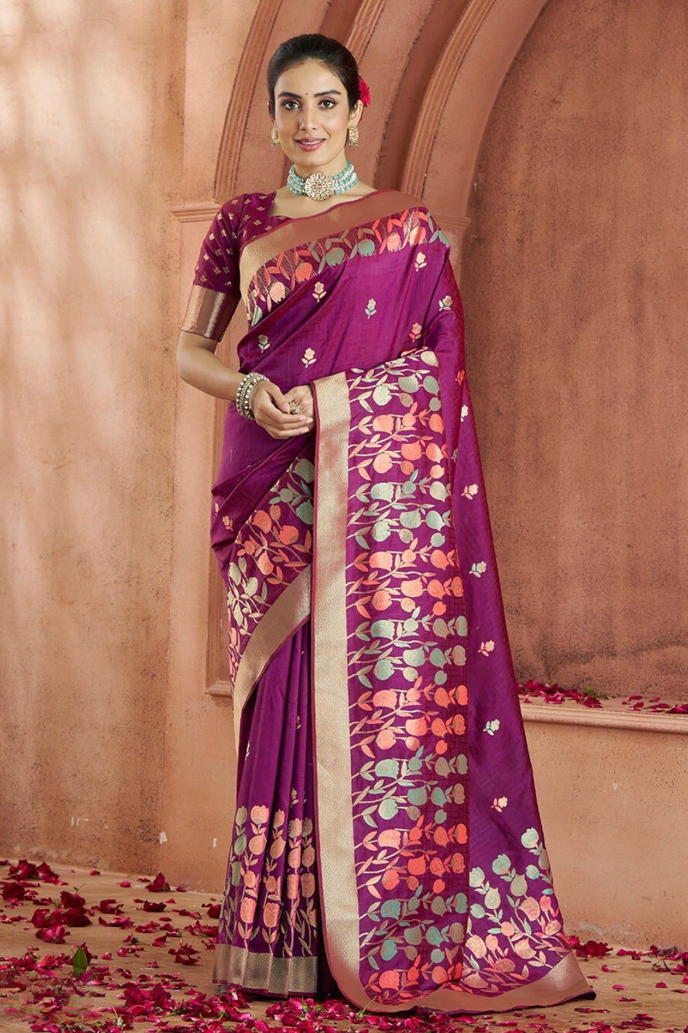 Purple Banarasi Silk Saree