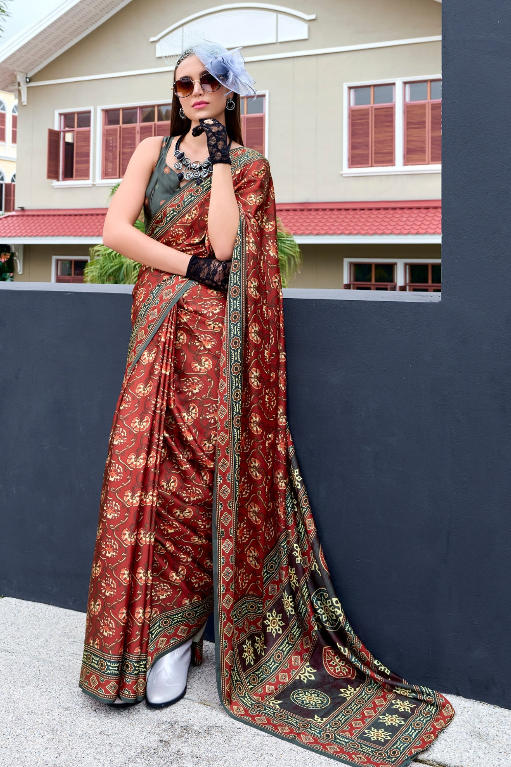 Brown Viscose Saree