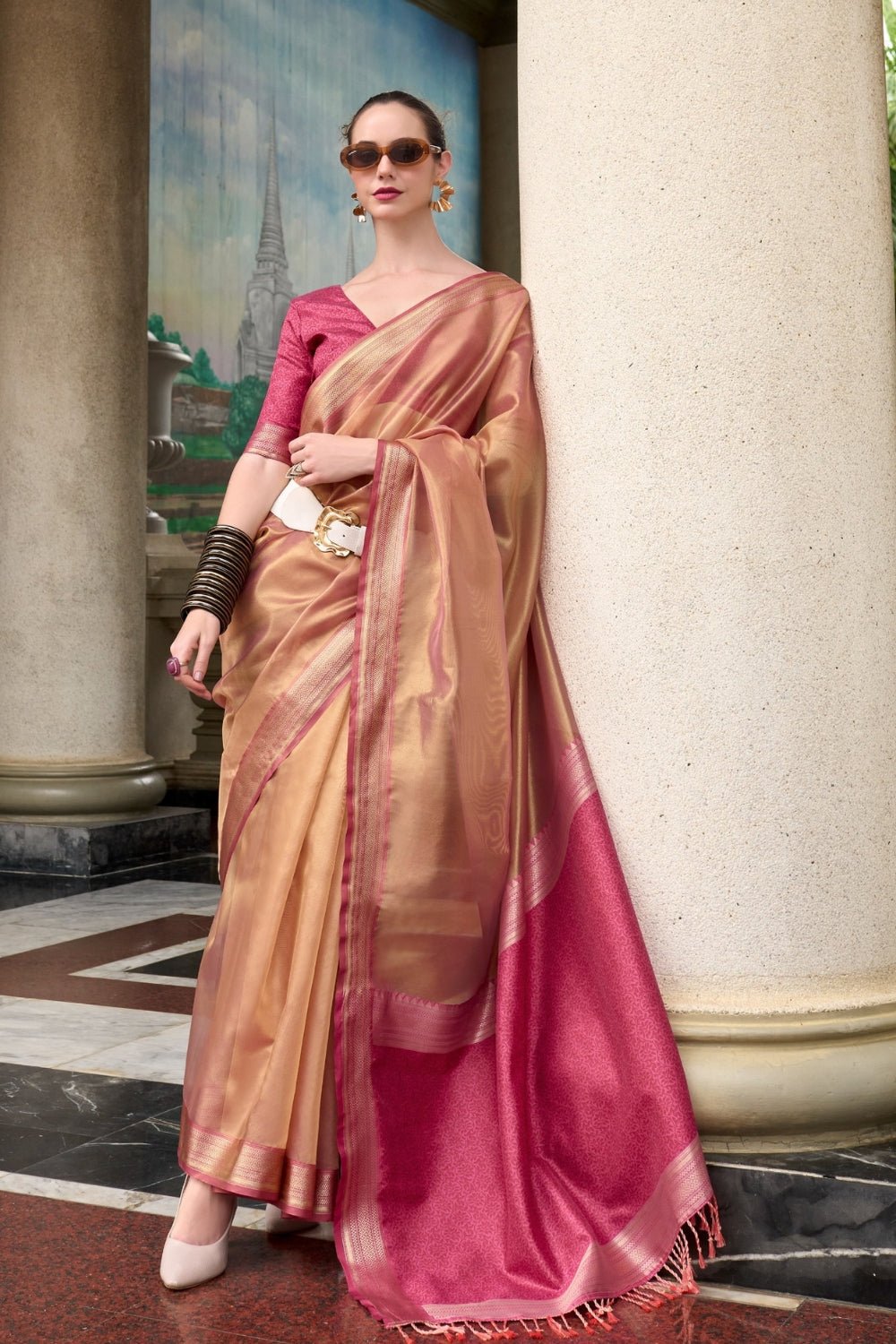 Coffee Brown Tissue Saree