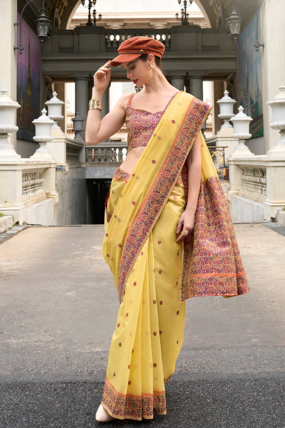 Yellow Soft Linen Cotton Saree