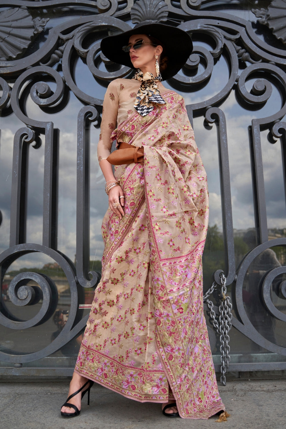 Cream Organza Saree