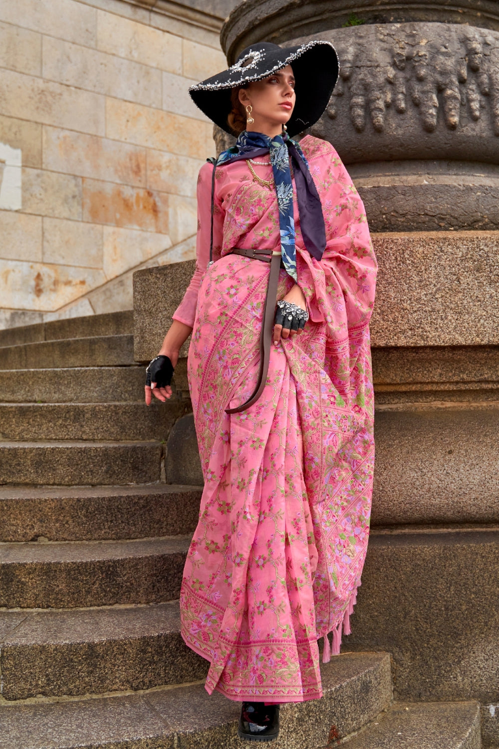 Pink Organza Saree