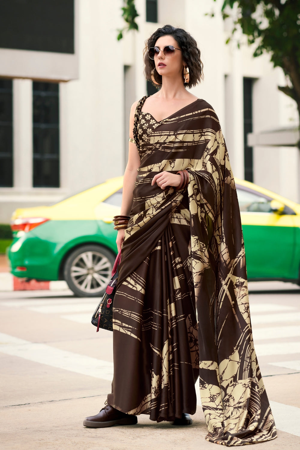 Coffee Japan Satin Saree