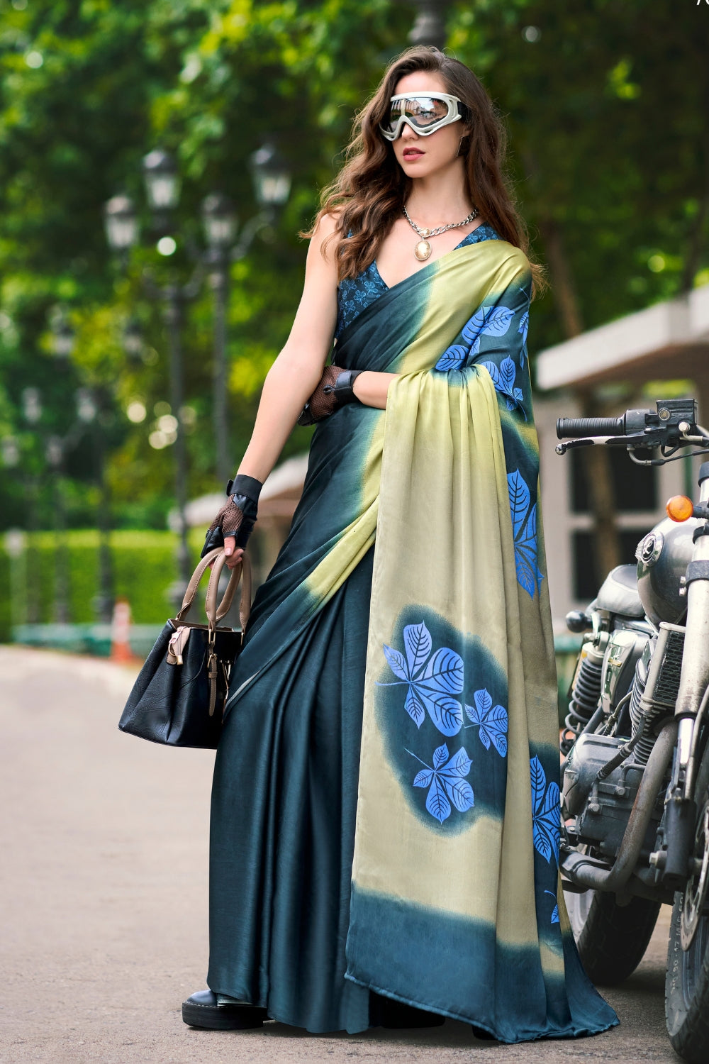 Dark Blue Japan Satin Saree