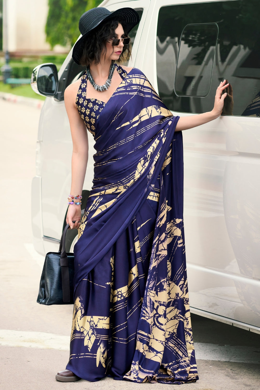 Blue Japan Satin Saree