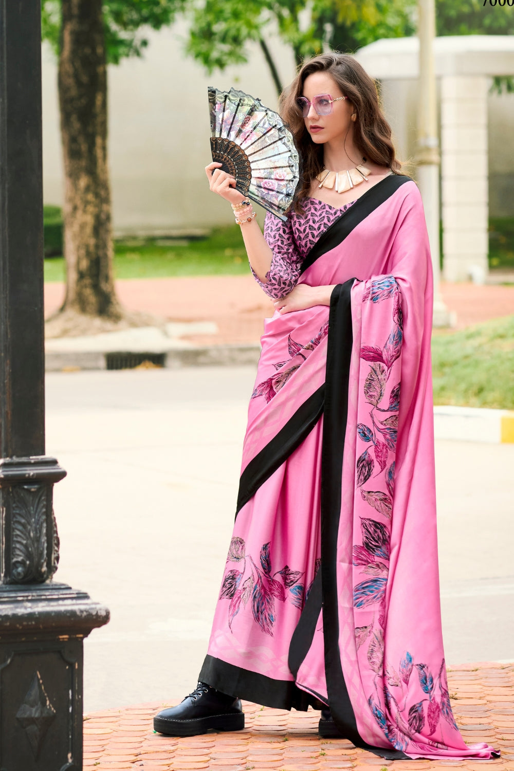 Pink Japan Satin Saree