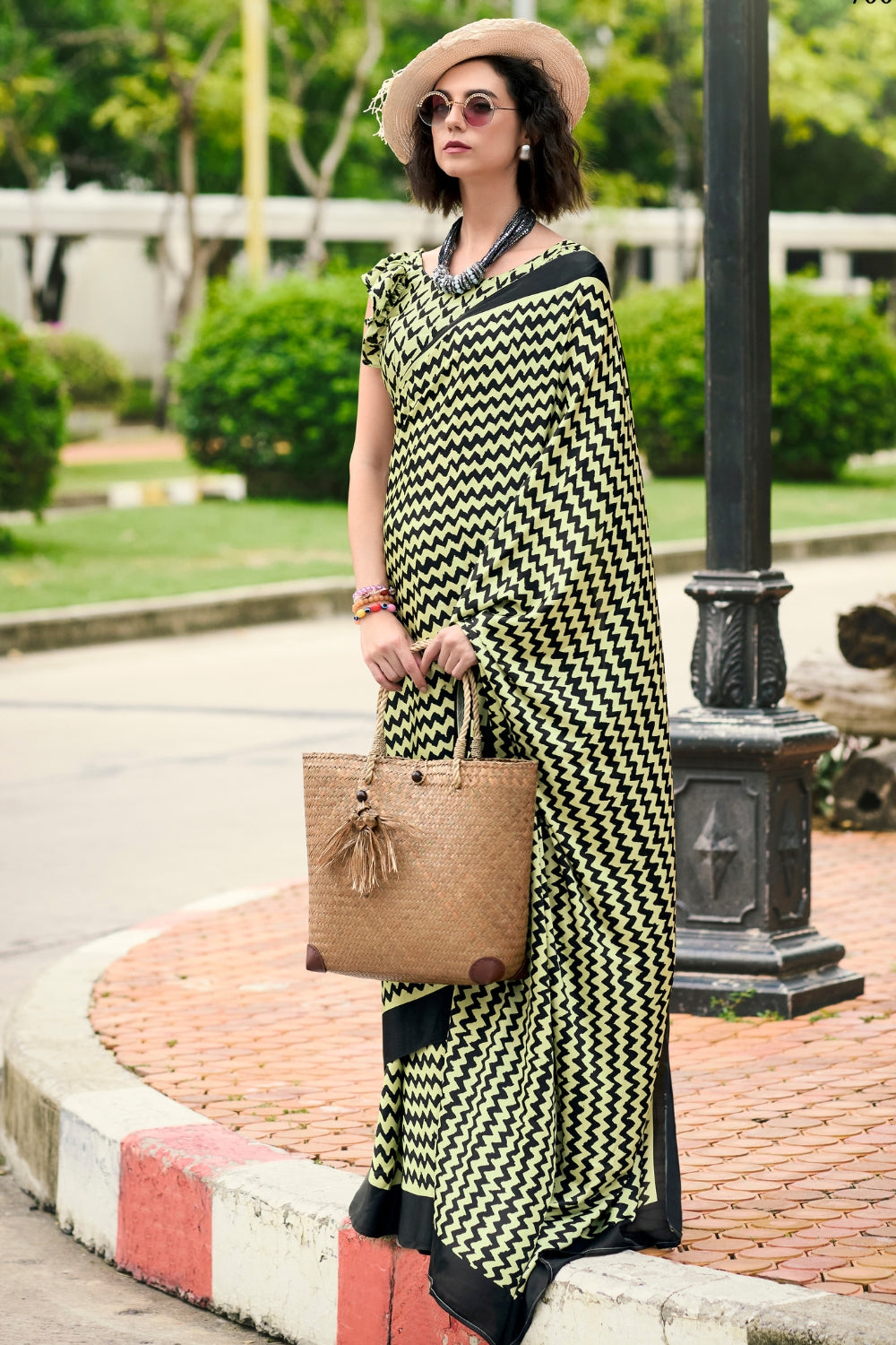 Yellow Japan Satin Saree