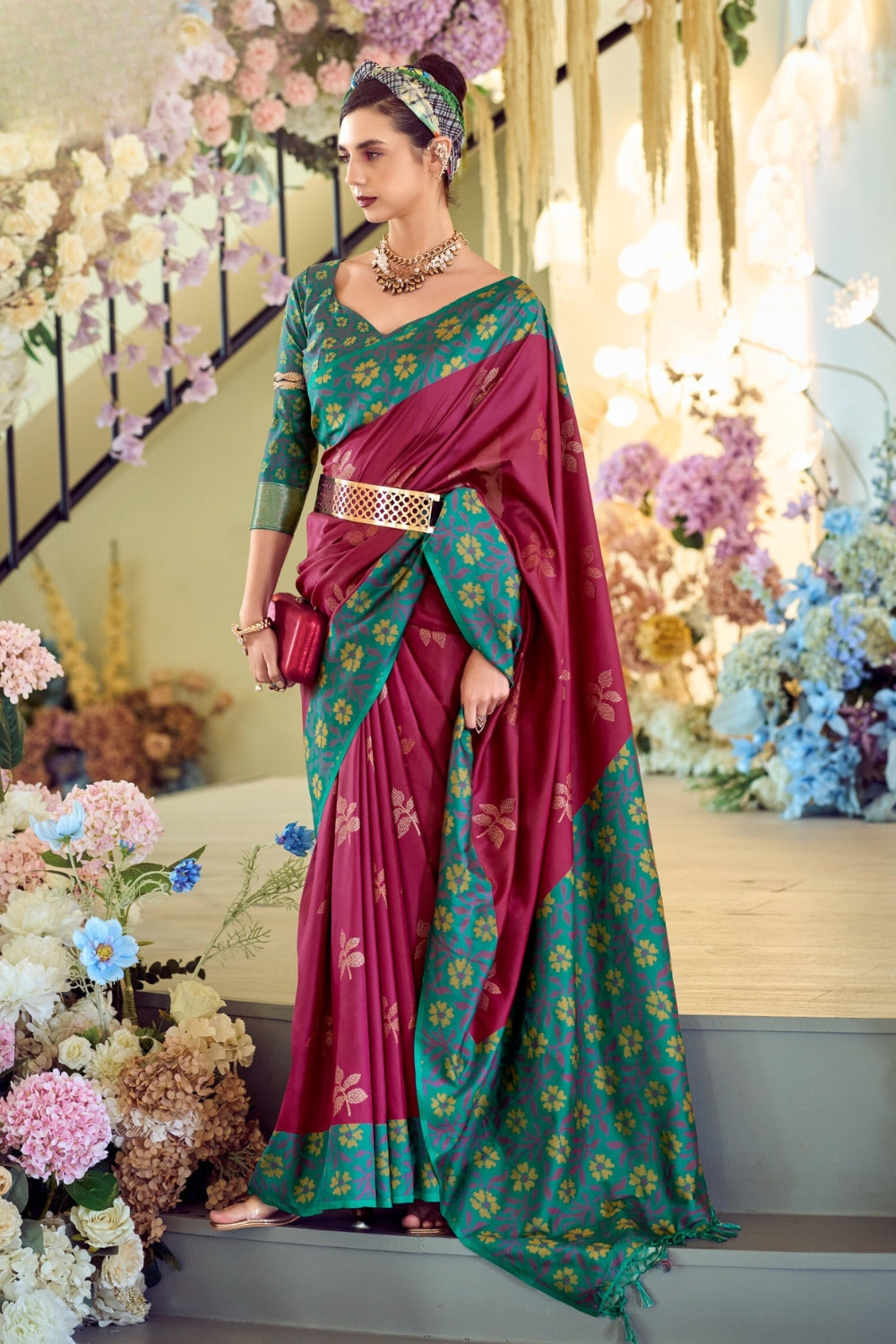 Maroon Soft Silk Saree