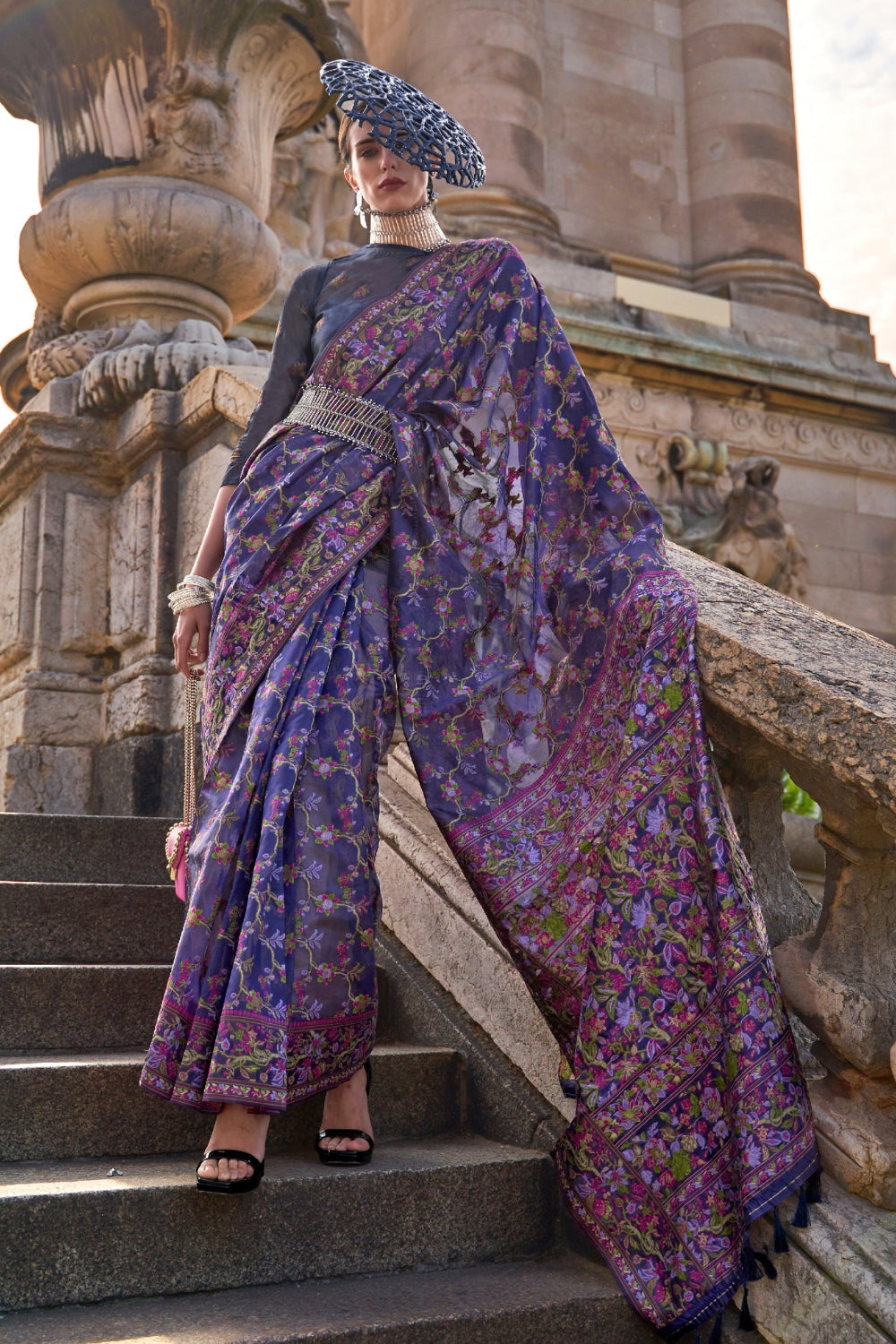 Indigo Blue Organza Saree