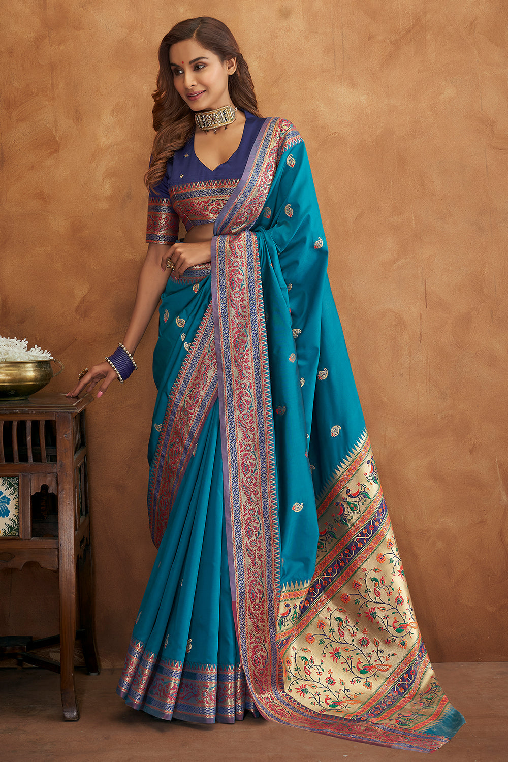 Azure Blue Banarasi Saree