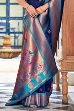 Denim Blue Paithani Saree