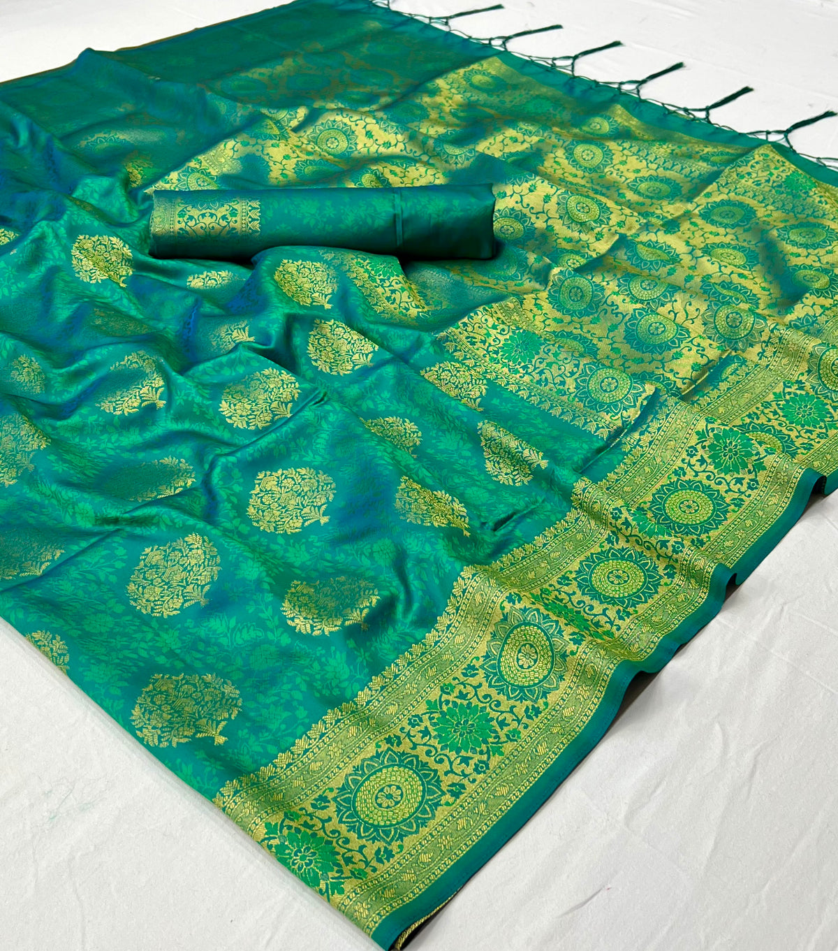 Ocean Blue Kanjivaram Saree