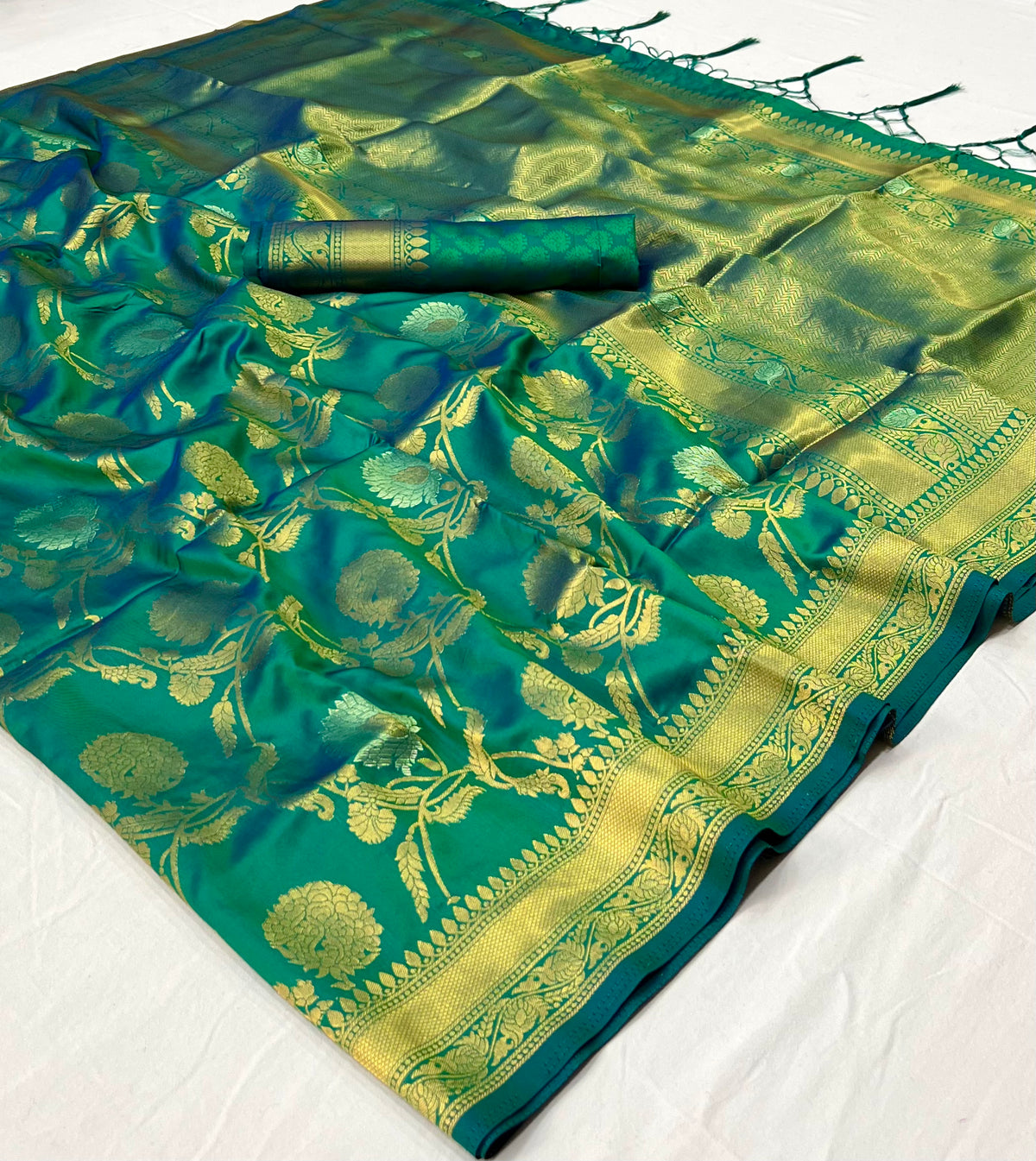 Forest Green Kanjivaram Saree