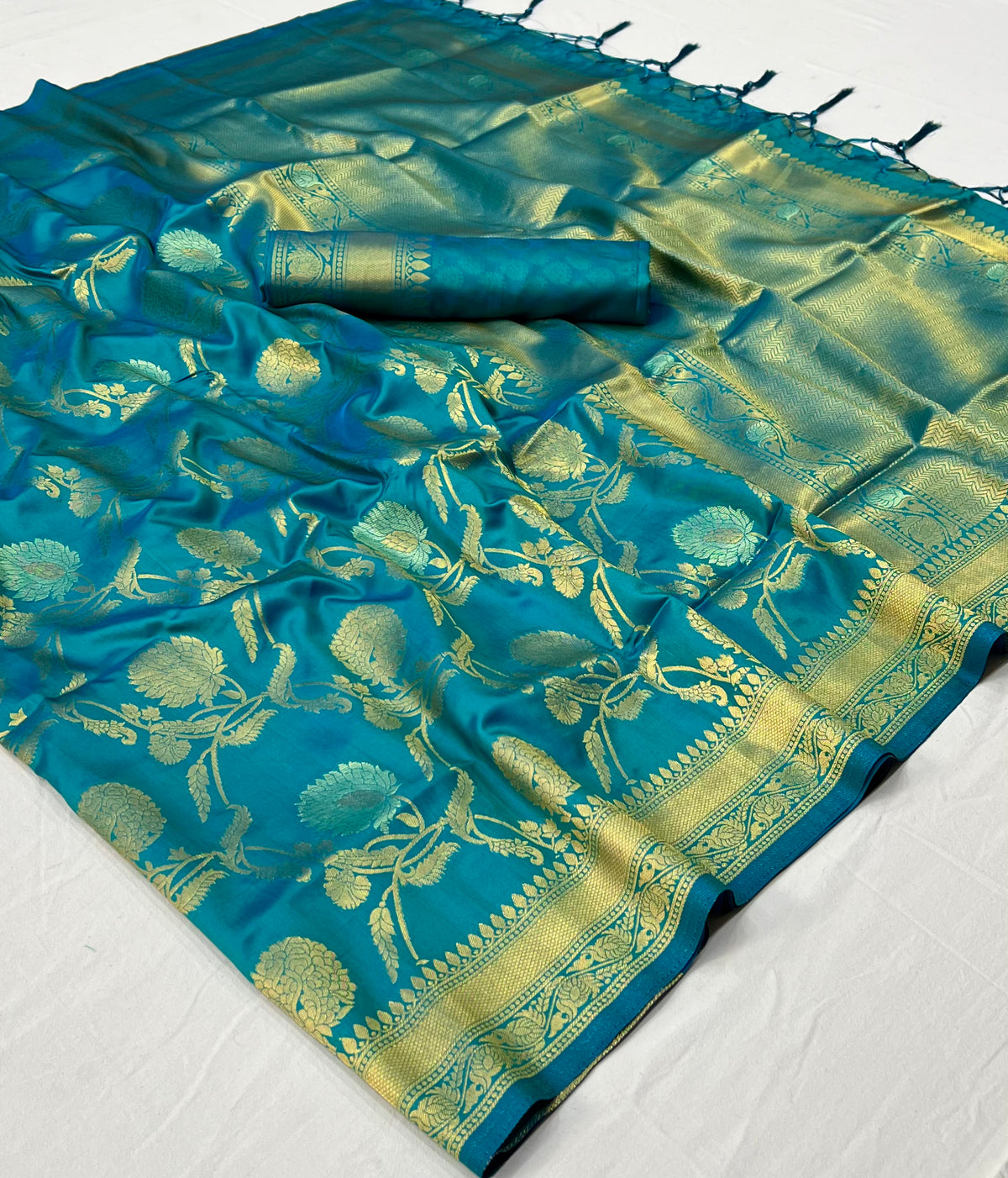 Ocean  Blue Kanjivaram Saree