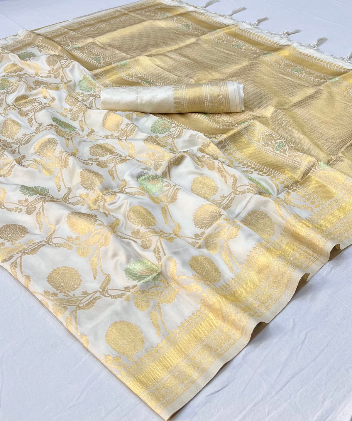 Ivory White Kanjivaram Saree