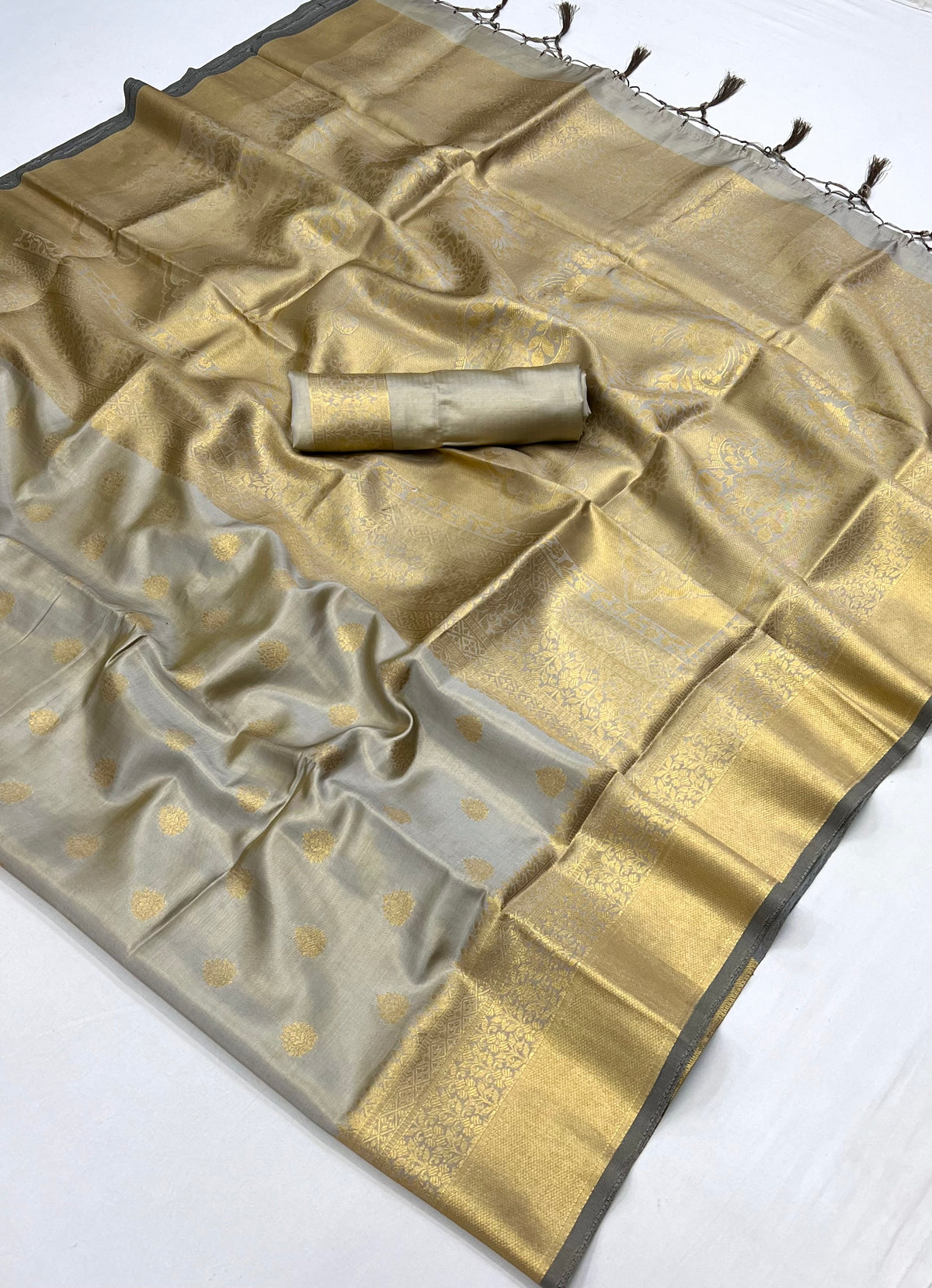 Pearl Grey Banarasi Saree