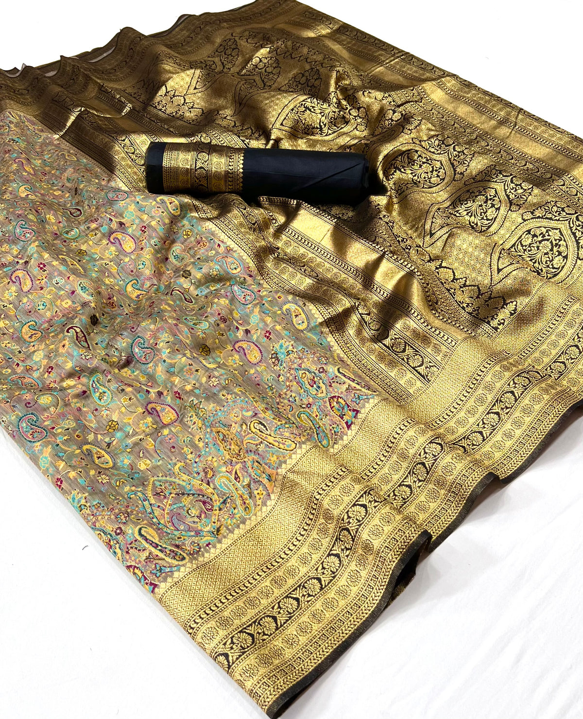 Copper Golden Pashmina Saree