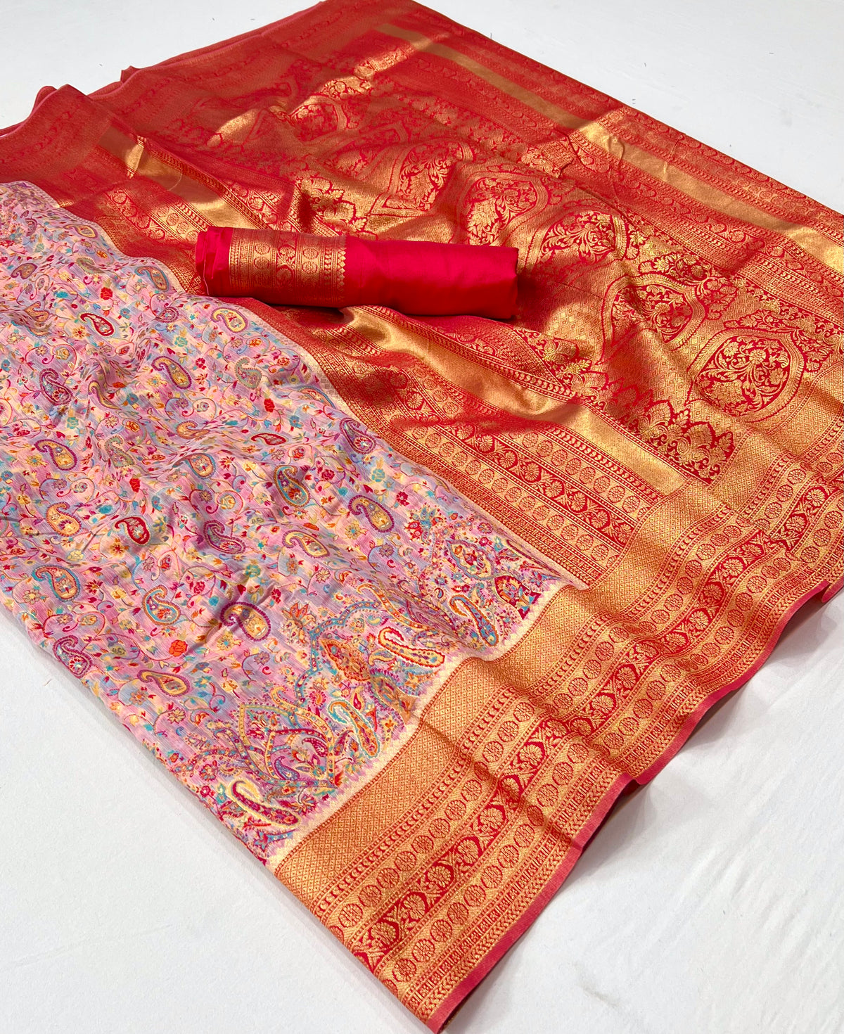 Beautiful Peach Pashmina Saree