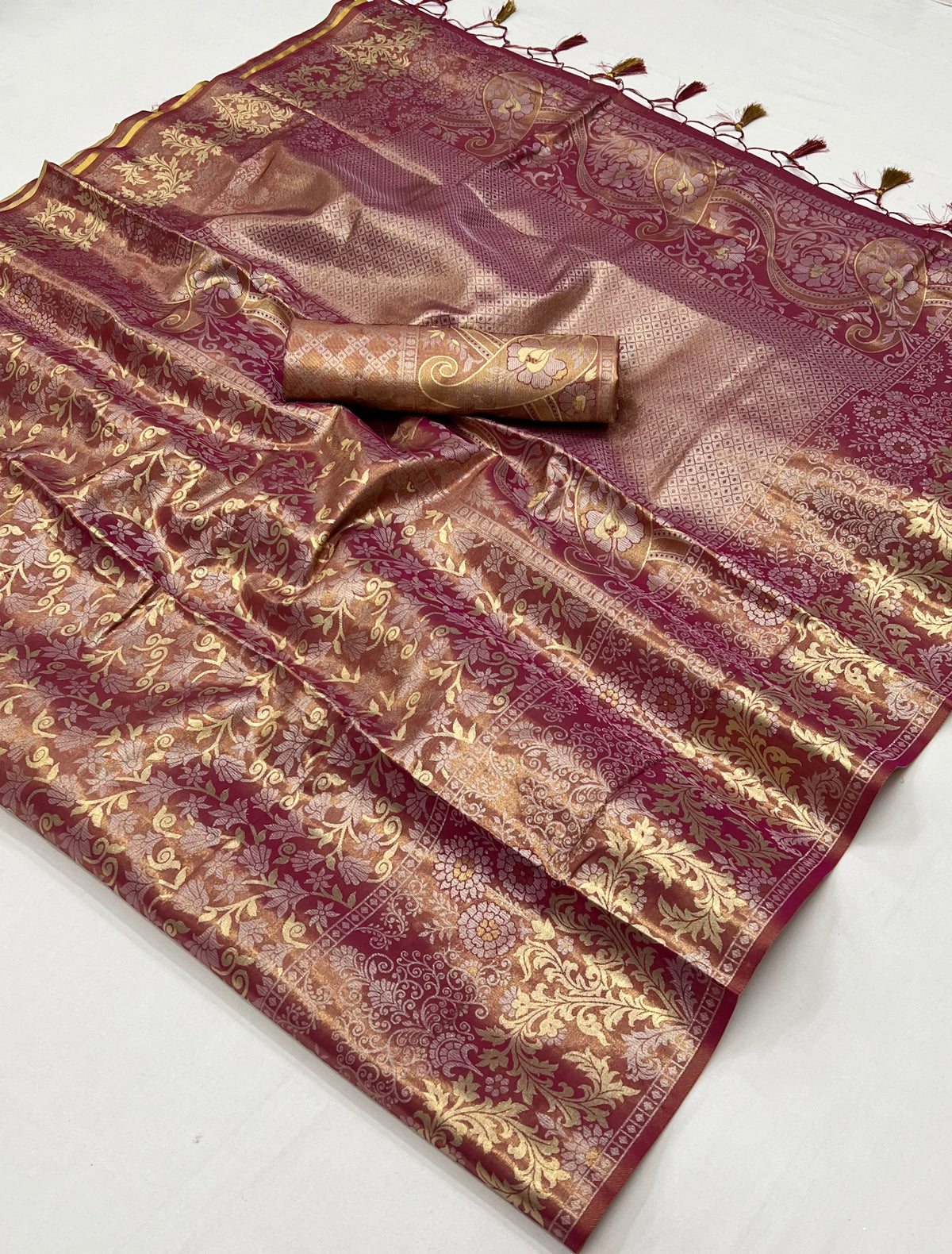 Maroon Kanjivaram Zari Based Silk Saree