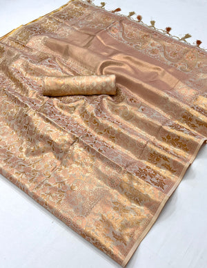 Cream Kanjivaram Zari Based Silk Saree