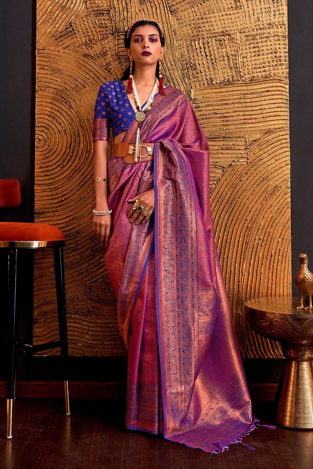 Purple Silk Saree With Blouse Piece