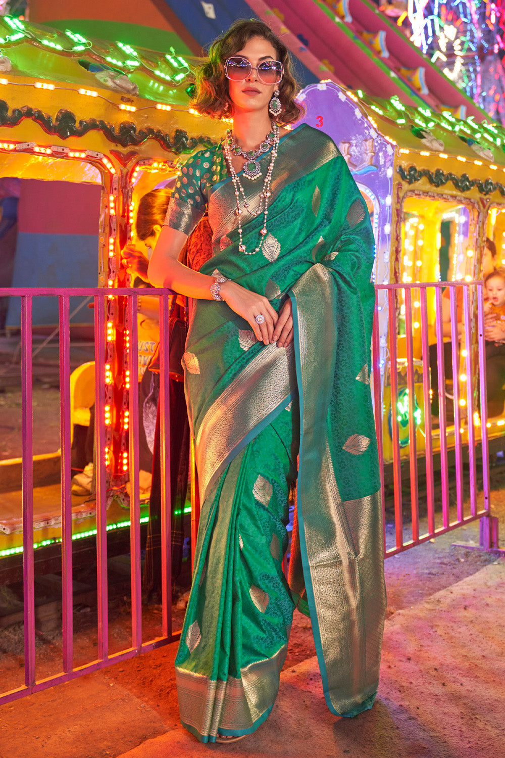 Green Banarasi Art Silk Saree