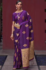 Jamun Violet Banarasi Saree