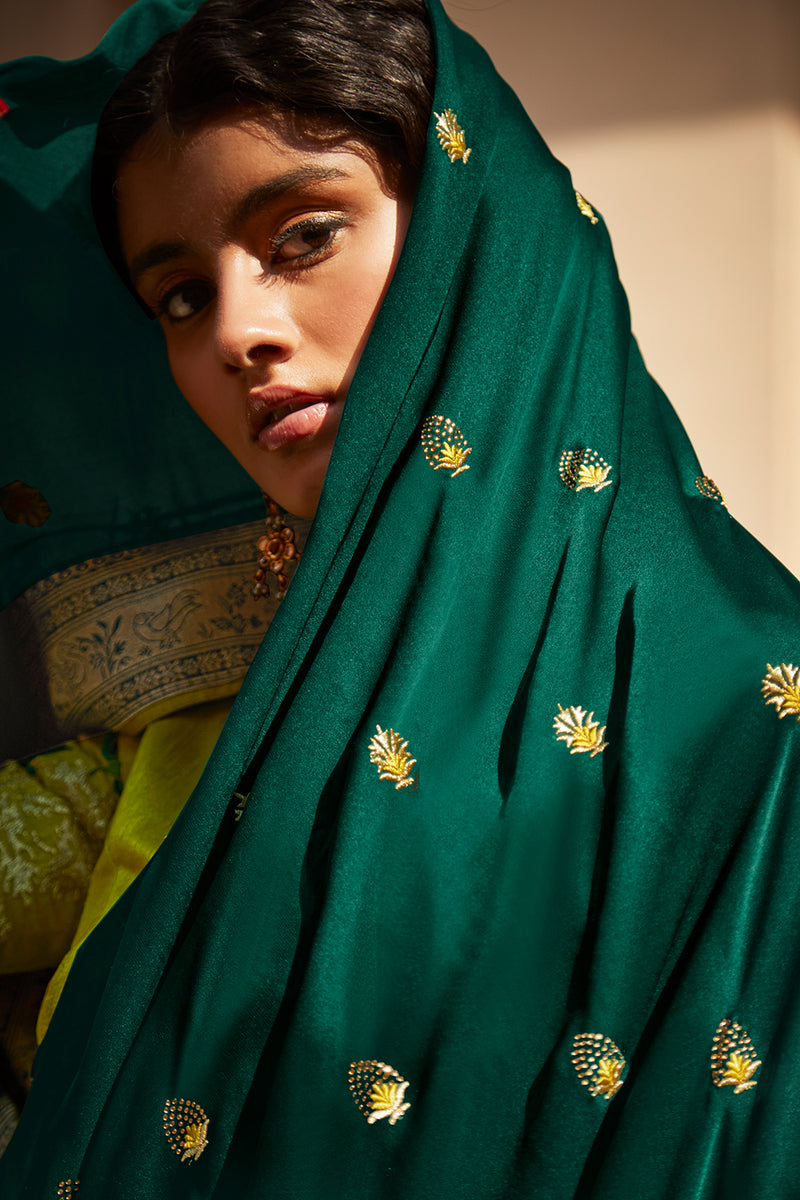 Pine Green Silk Saree