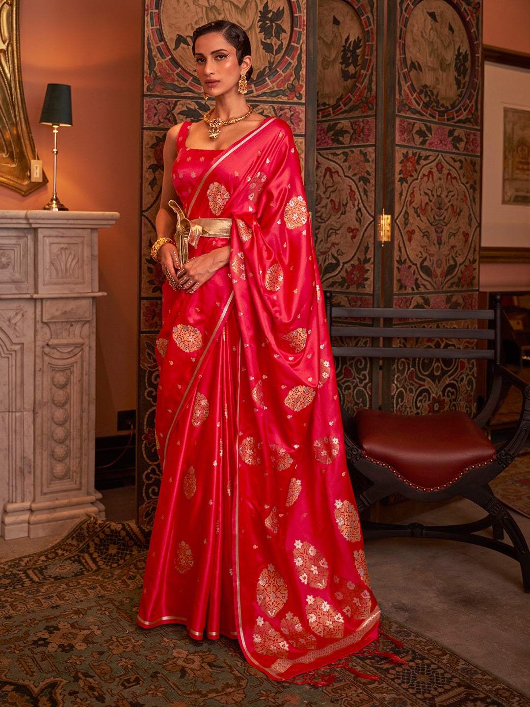 Scarlet Red Banarasi Saree