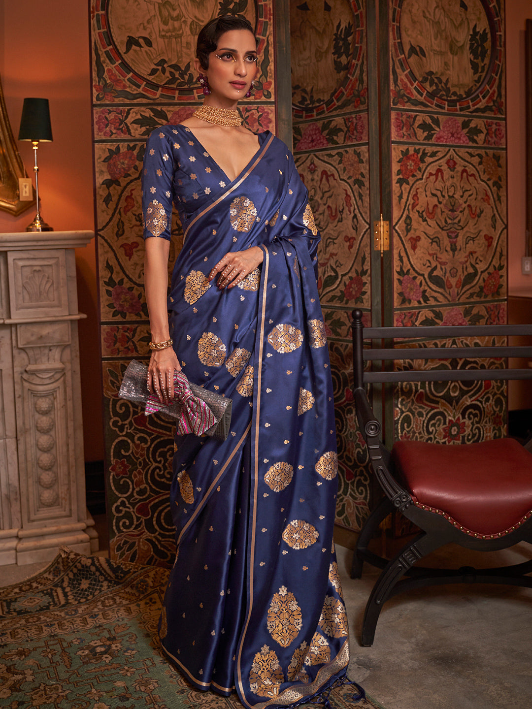 Deep Blue Banarasi Saree