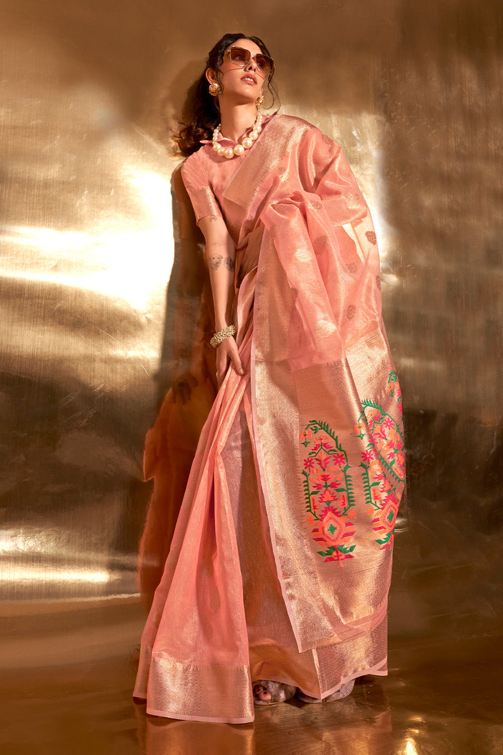 Pink Paithani Silk Saree