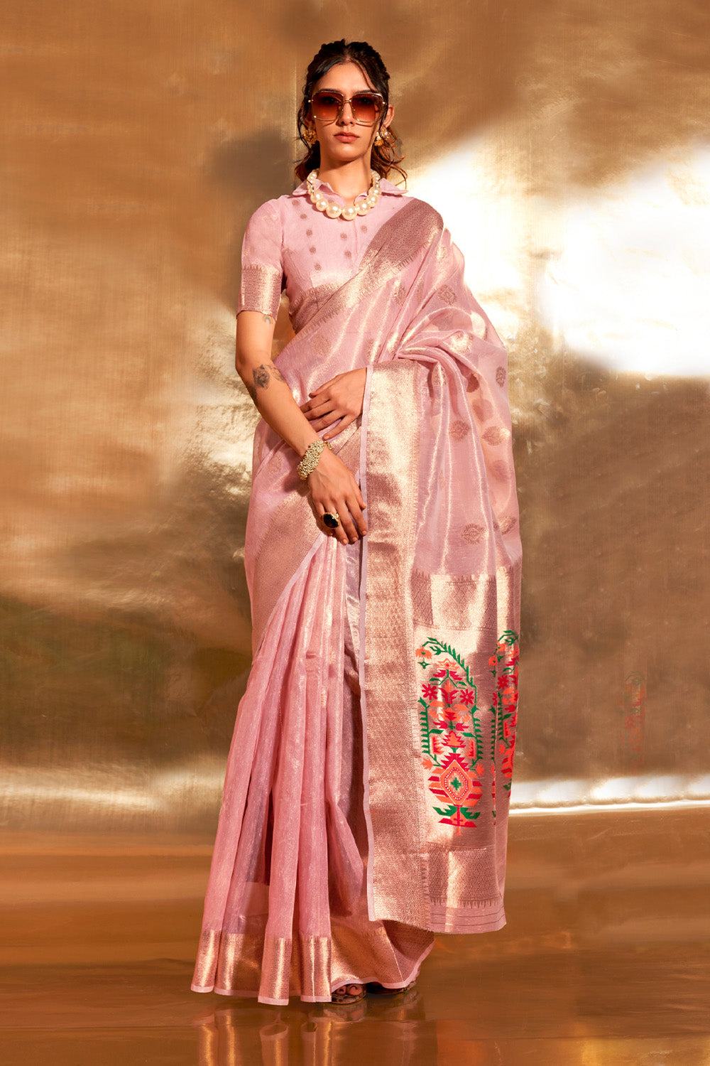 Baby Pink Paithani Silk  Saree